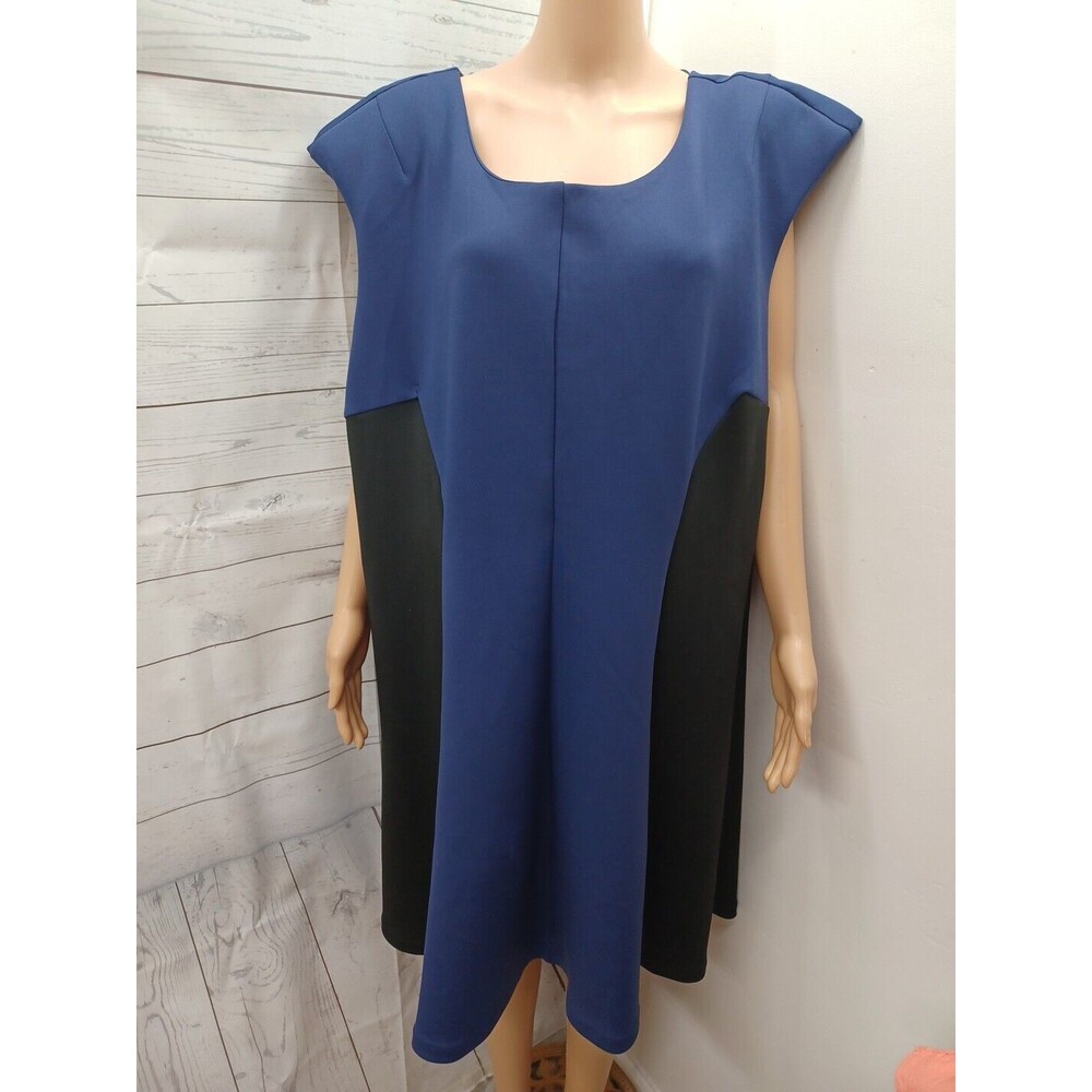 Metaphor Womens Plus 3X Patriot Blue Cap Sleeve Shoulder Pad Flare Sheath Dress